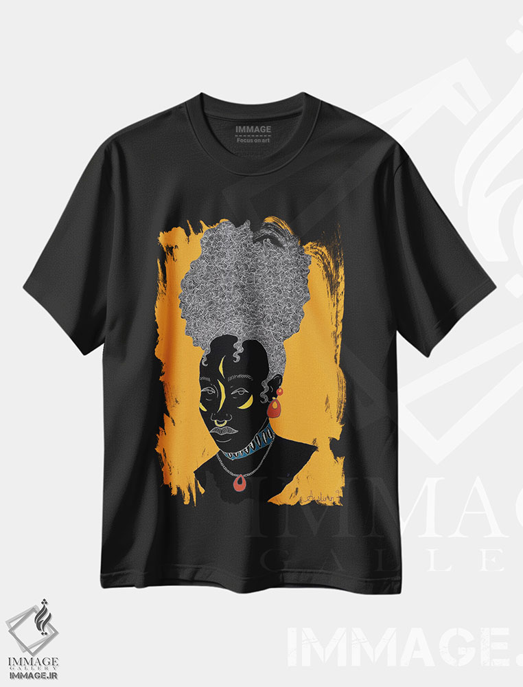 تیشرت طرح دار ملال، هنر آمریکایی آفریقایی تبار اثر آیسلین اف | فروشگاه ایماژ