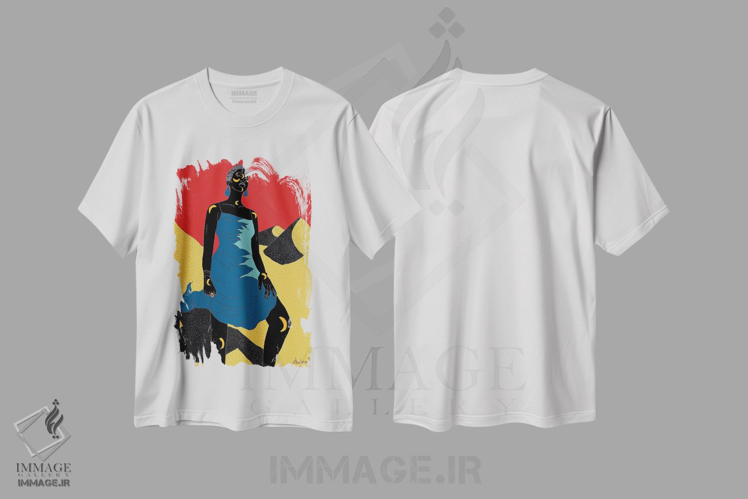 تیشرت طرح دار تاتیانا II، هنر آمریکایی آفریقایی تبار اثر آیسلین اف | فروشگاه ایماژ