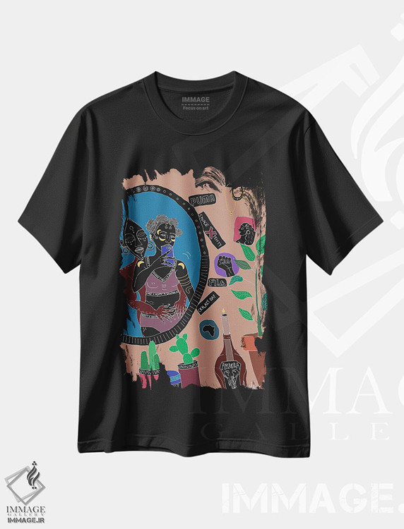 تیشرت طرح دار در اتاقم، هنر آمریکایی آفریقایی تبار اثر آیسلین اف | فروشگاه ایماژ