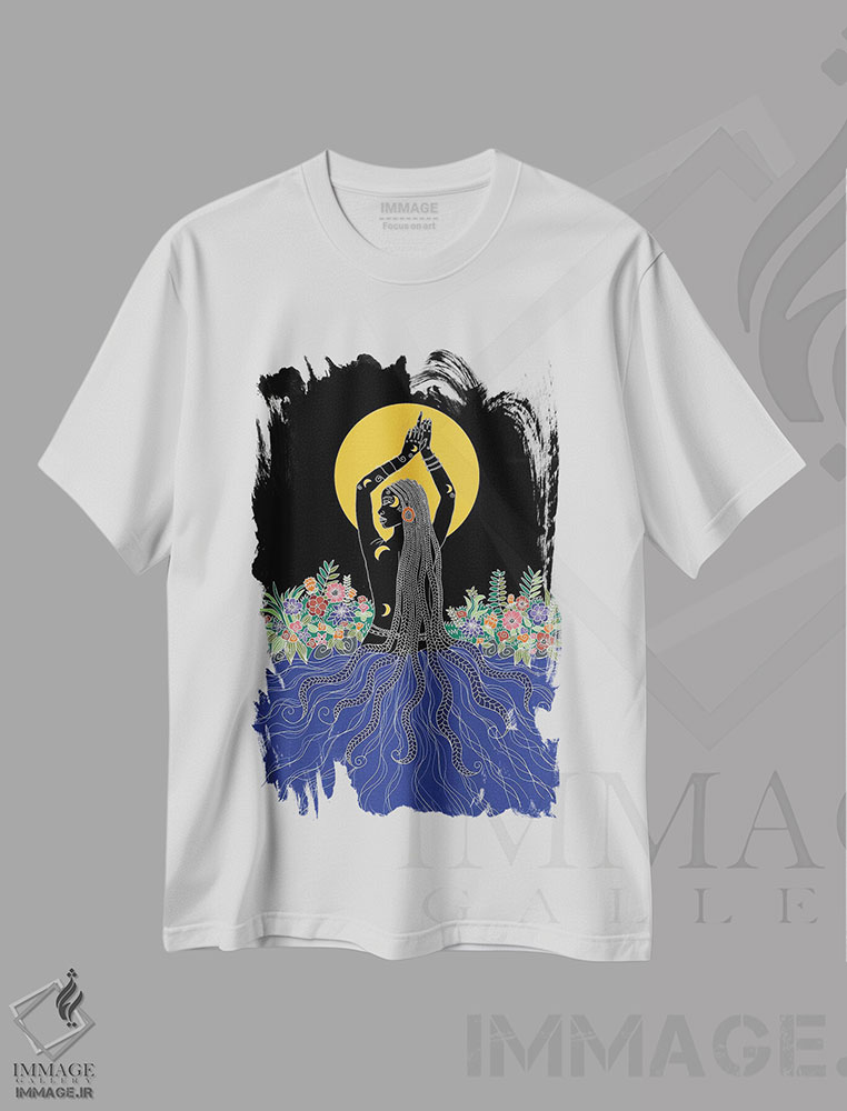 تیشرت طرح دار بالا بردن، هنر آمریکایی آفریقایی تبار اثر آیسلین اف | فروشگاه ایماژ