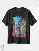 تیشرت طرح دار روز آفتابی در شهر قدیمی، هنر فاخر معاصر اثر اندریی کوتساچنکو | فروشگاه ایماژ