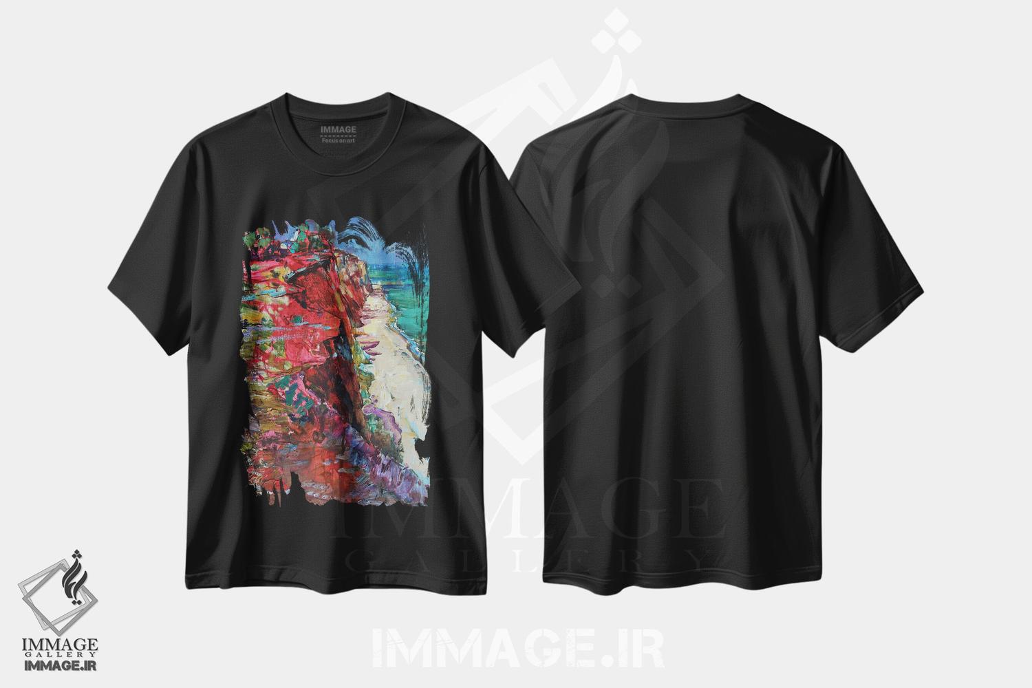 تیشرت طرح دار ساحل در کنار دریا، دکور معاصر اثر اندریی کوتساچنکو | فروشگاه ایماژ