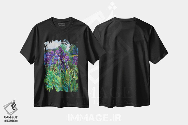 تیشرت طرح دار گل های زنبق، دکور معاصر اثر اندریی کوتساچنکو | فروشگاه ایماژ