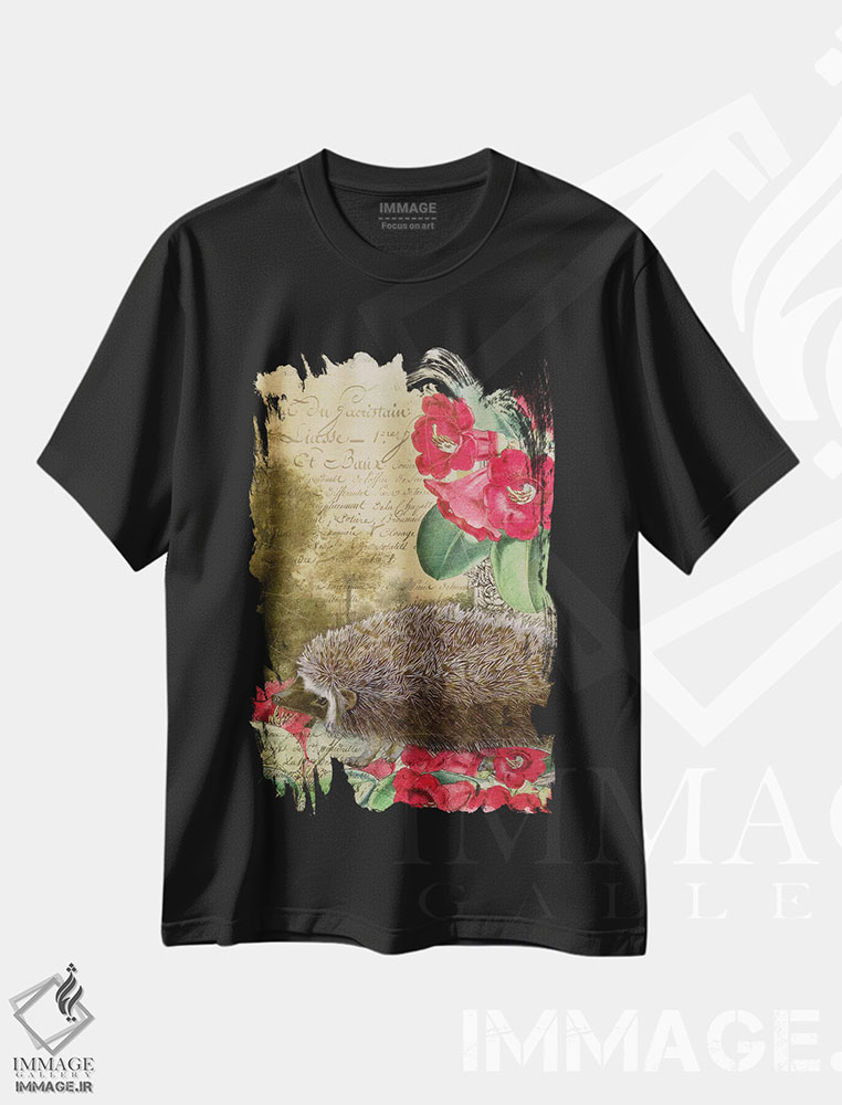 تیشرت طرح دار جوجه تیغی، دکور بوهمی اثر ایمی استوارت | فروشگاه ایماژ