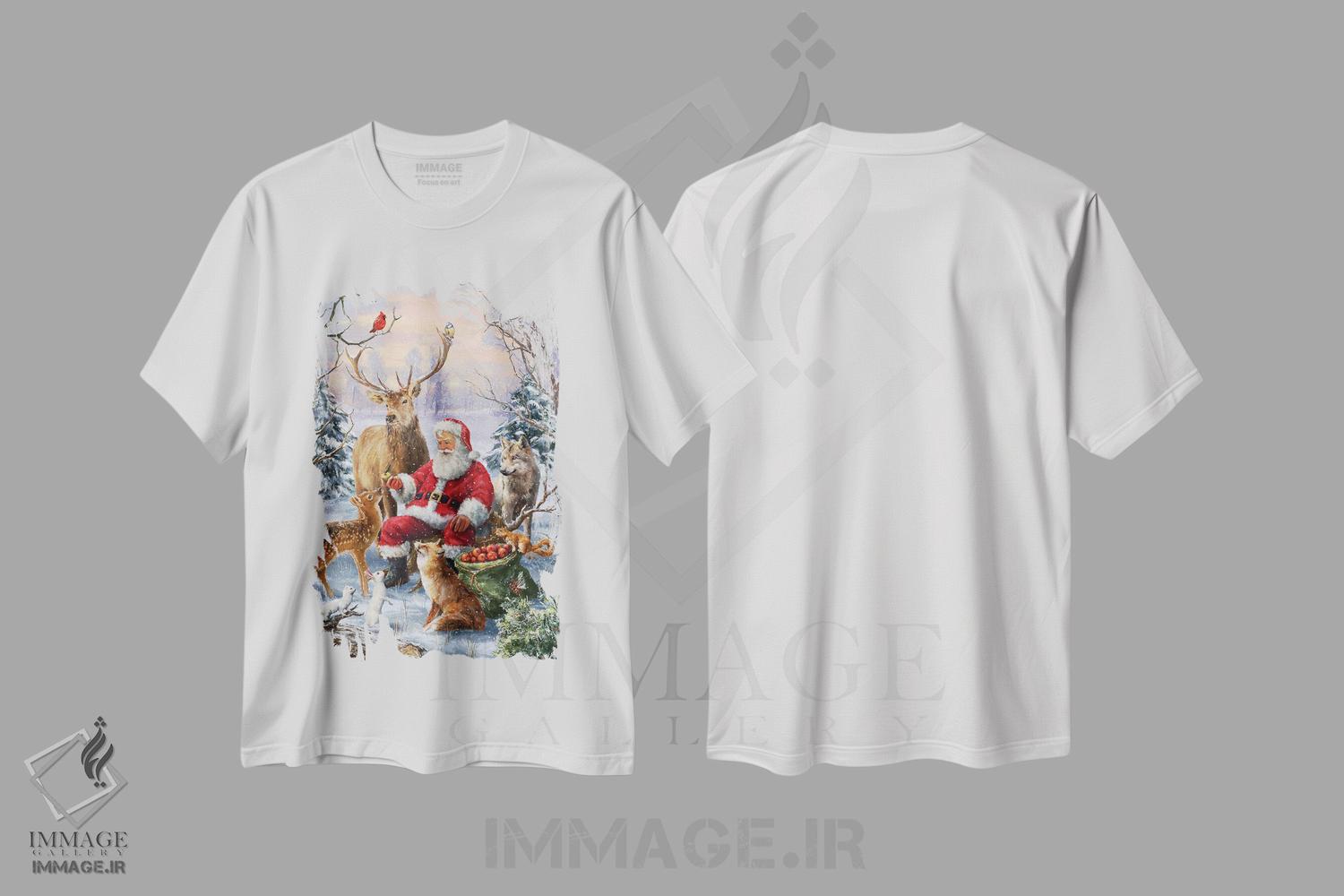 تیشرت طرح دار حیوانات بابانوئل، دکور تعطیلات اثر علی کورتی | immage.ir