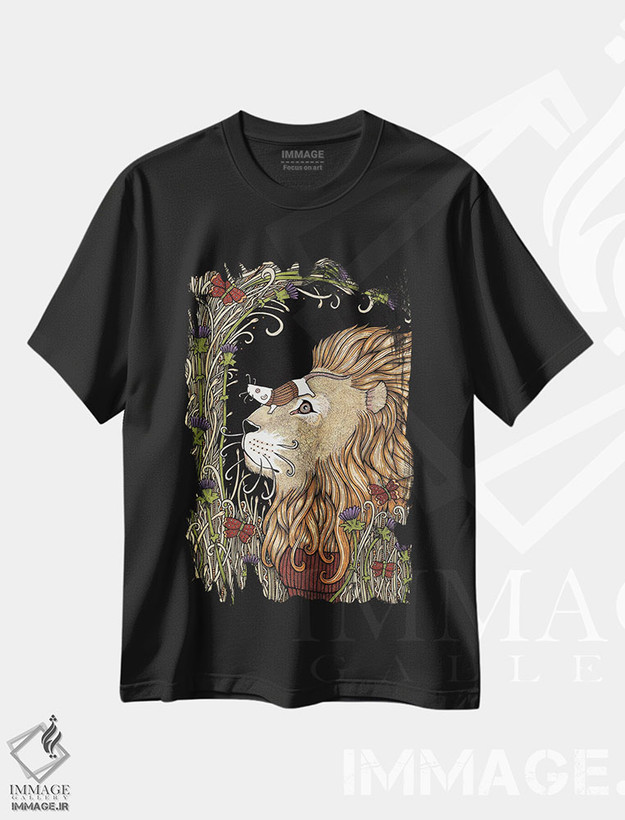تیشرت طرح دار شیر و موش، هنر عامیانه اثر آنیتا اینوراریتی | فروشگاه ایماژ