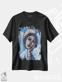 تیشرت طرح دار دختر با پیژامه آبی، هنر فاخر معاصر اثر آسایزا | فروشگاه ایماژ