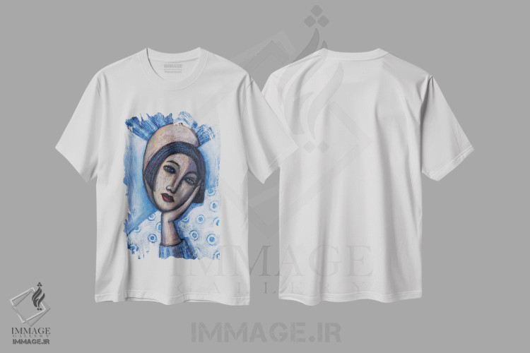 تیشرت طرح دار دختر با پیژامه آبی، هنر فاخر معاصر اثر آسایزا | immage.ir