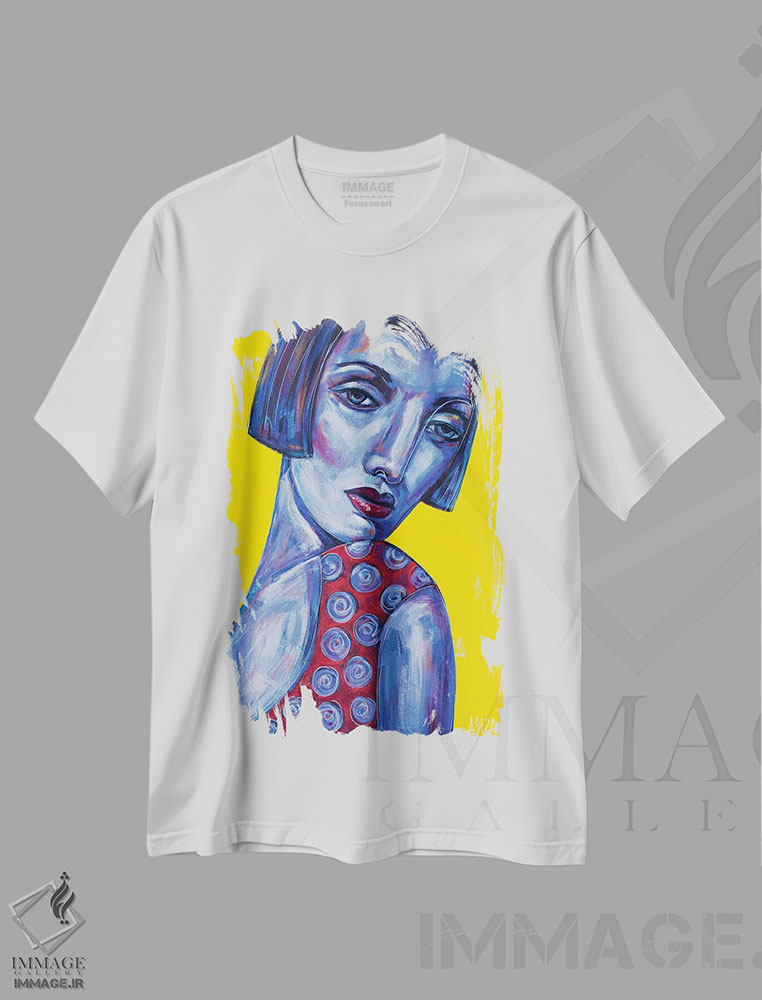 تیشرت طرح دار دختر با بلوز خال خالی، هنر فاخر معاصر اثر آسایزا | فروشگاه ایماژ
