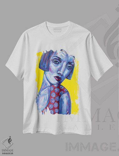 تیشرت طرح دار دختر با بلوز خال خالی، هنر فاخر معاصر اثر آسایزا | فروشگاه ایماژ