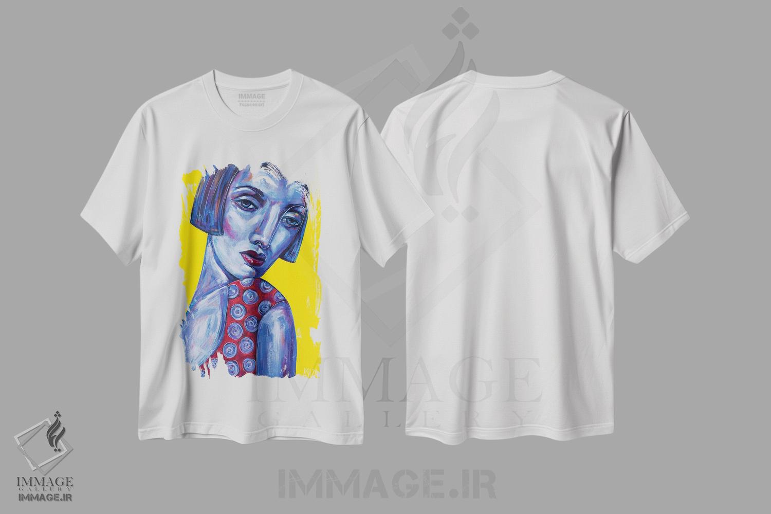 تیشرت طرح دار دختر با بلوز خال خالی، هنر فاخر معاصر اثر آسایزا | فروشگاه ایماژ
