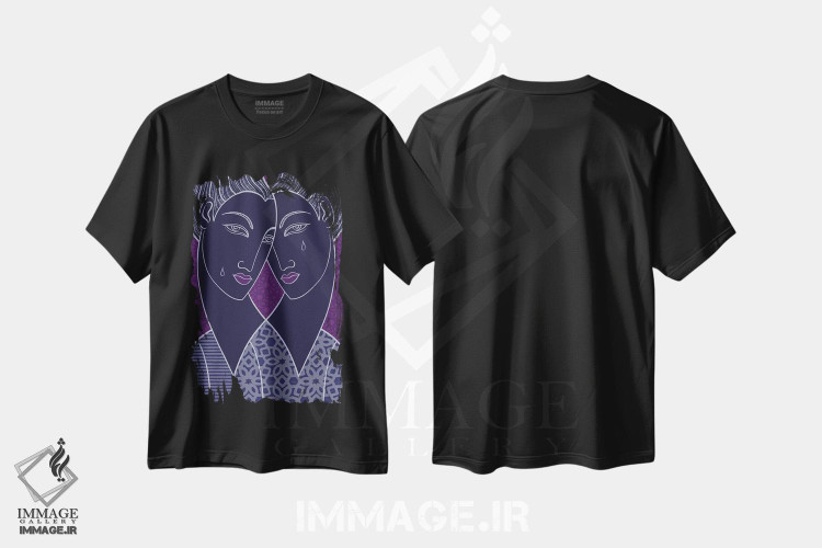 تیشرت طرح دار ملانکولیا، هنر فاخر معاصر اثر آسایزا | فروشگاه ایماژ