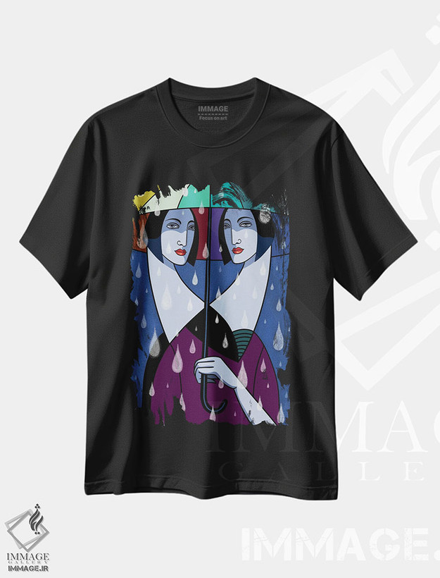 تیشرت طرح دار باران، هنر فاخر معاصر اثر آسایزا | فروشگاه ایماژ