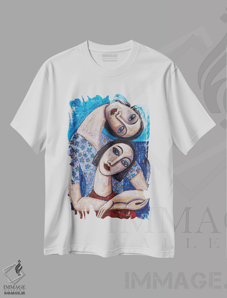 تیشرت طرح دار بحث دونفره، هنر فاخر معاصر اثر آسایزا | immage.ir