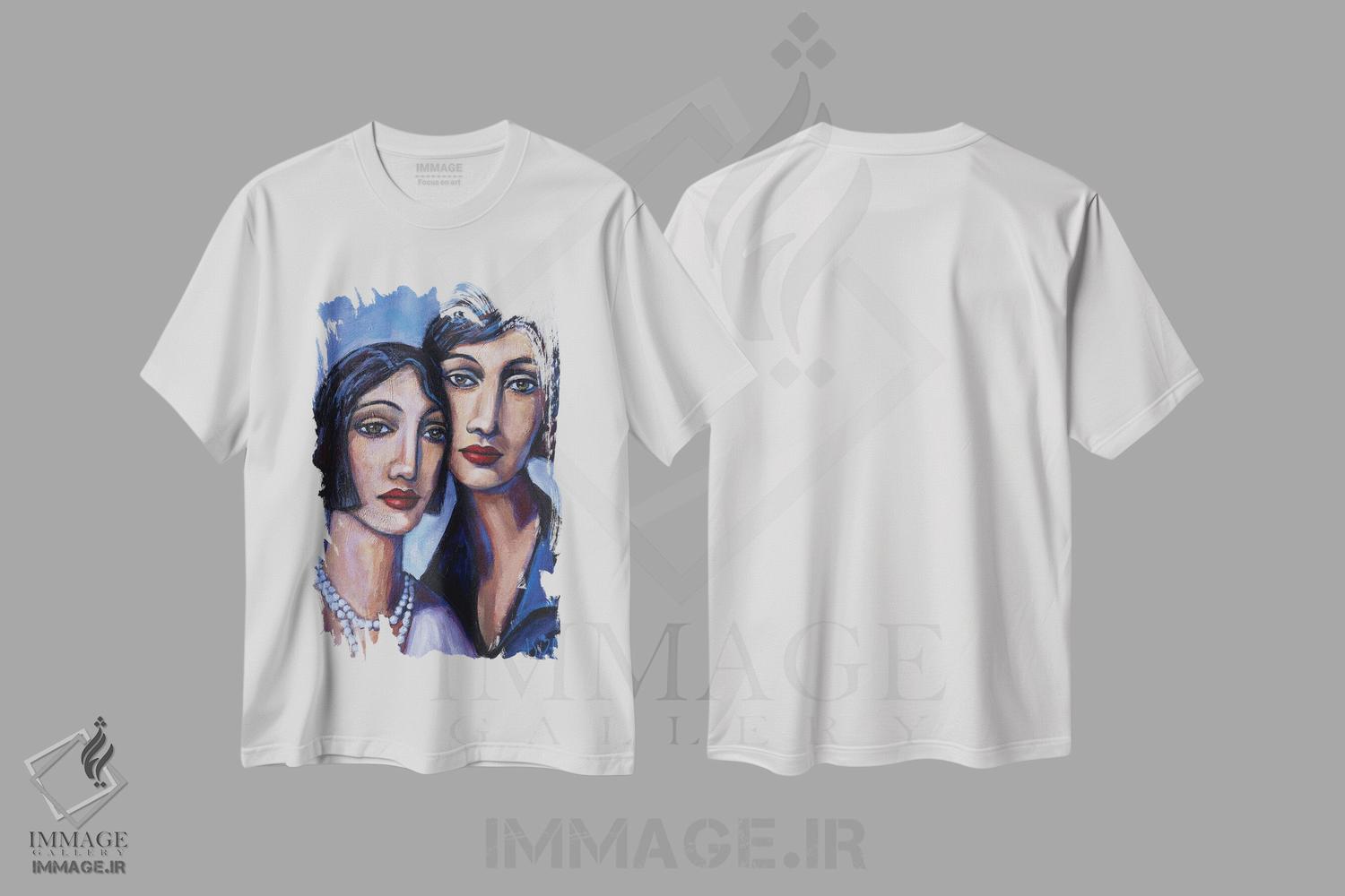 تیشرت طرح دار شانه به شانه، هنر فاخر معاصر اثر آسایزا | فروشگاه ایماژ