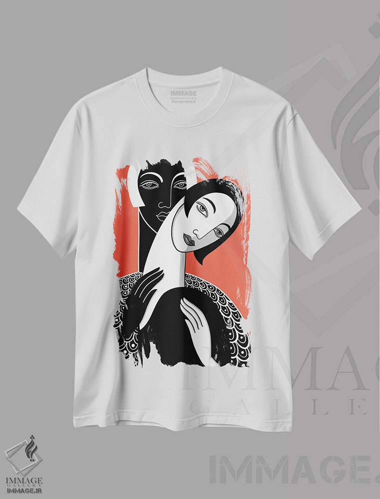 تیشرت طرح دار لمس، هنر فاخر معاصر اثر آسایزا | فروشگاه ایماژ