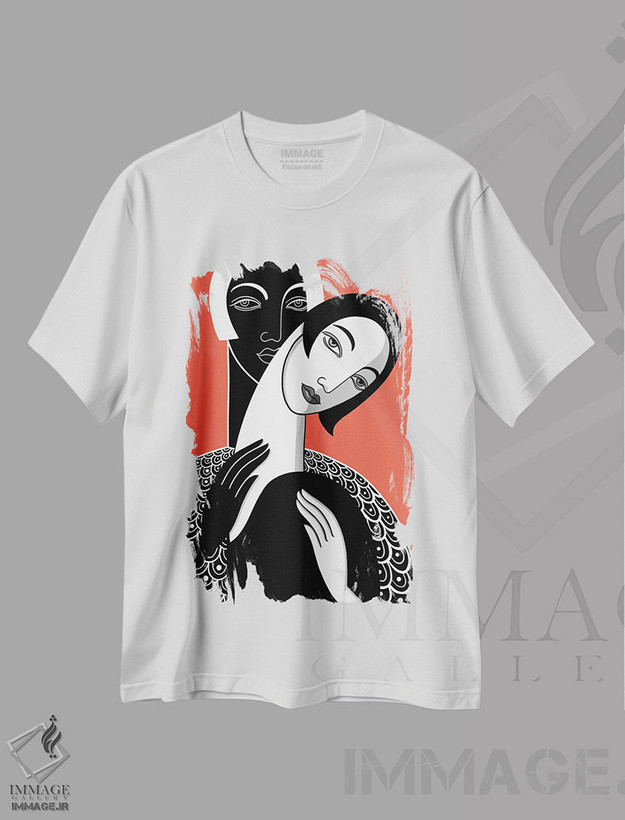 تیشرت طرح دار لمس، هنر فاخر معاصر اثر آسایزا | فروشگاه ایماژ