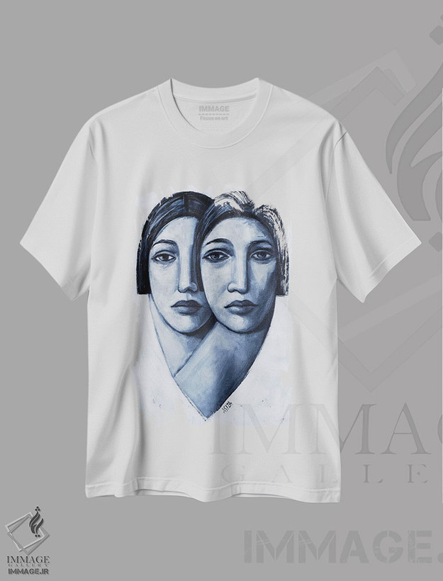 تیشرت طرح دار سفید، نقاشی و تصویرگری سیاه و سفید اثر آسایزا | فروشگاه ایماژ