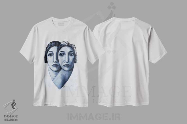 تیشرت طرح دار سفید، نقاشی و تصویرگری سیاه و سفید اثر آسایزا | فروشگاه ایماژ