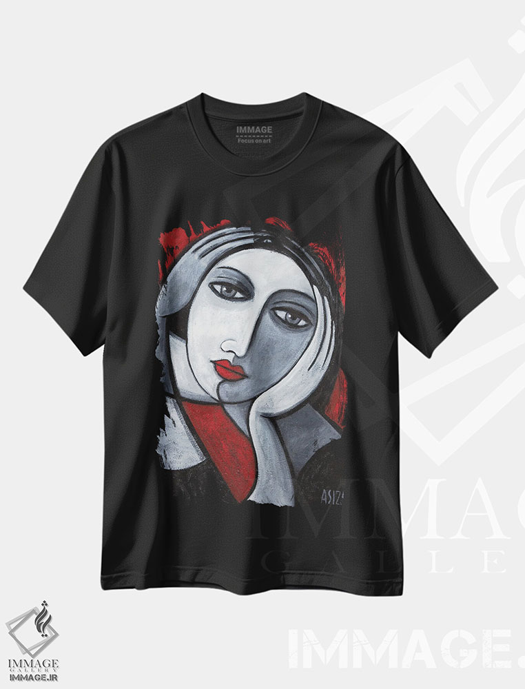تیشرت طرح دار زن با دو صورت، هنر فاخر معاصر اثر آسایزا | immage.ir