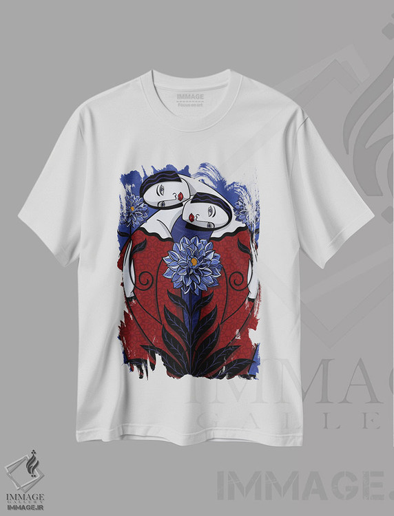 تیشرت طرح دار کوکب های آبی، هنر فاخر معاصر اثر آسایزا | فروشگاه ایماژ