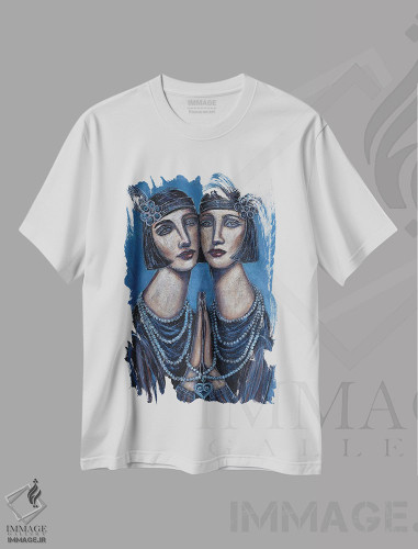 تیشرت طرح دار دختران گتسبی، آرت دکو اثر آسایزا | فروشگاه ایماژ
