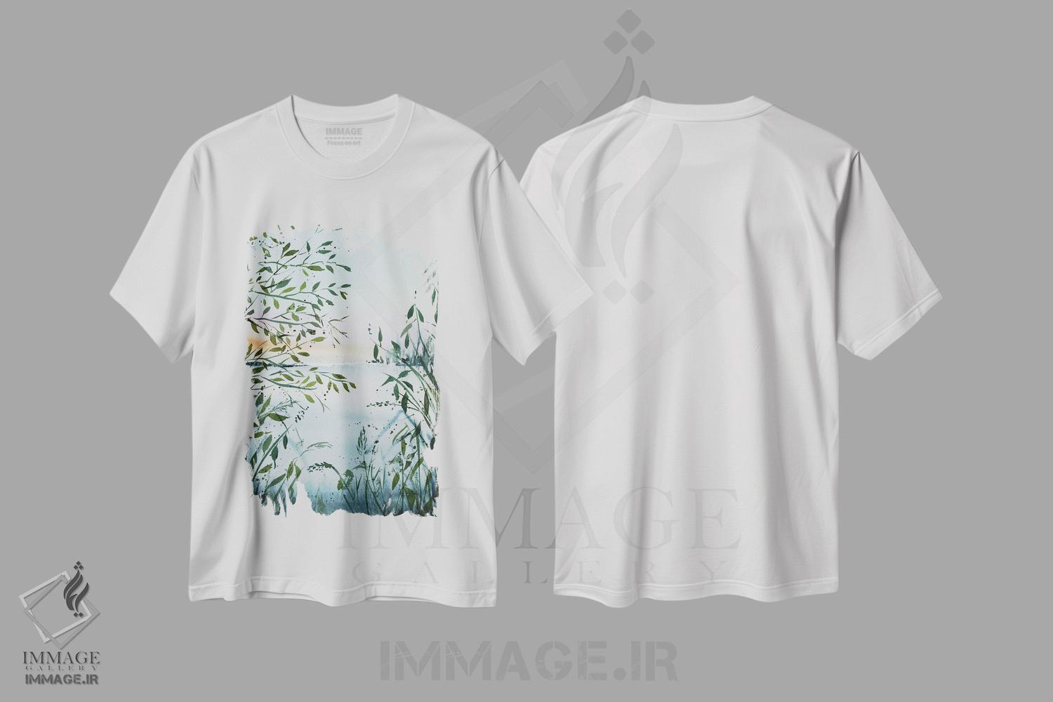 تیشرت طرح دار سحرگاه بر دریاچه، دکور کلبه و لژ اثر الکساندرا جاگودا | immage.ir