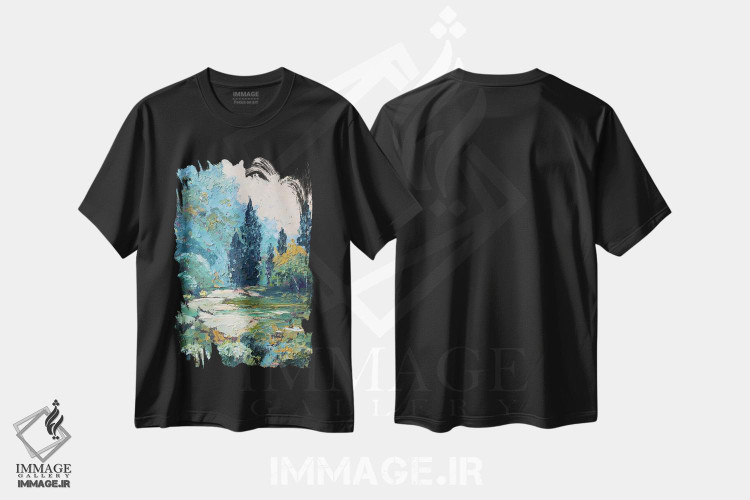 تیشرت طرح دار مسیر در جنگل، دکور معاصر اثر الکساندرا جاگودا | فروشگاه ایماژ