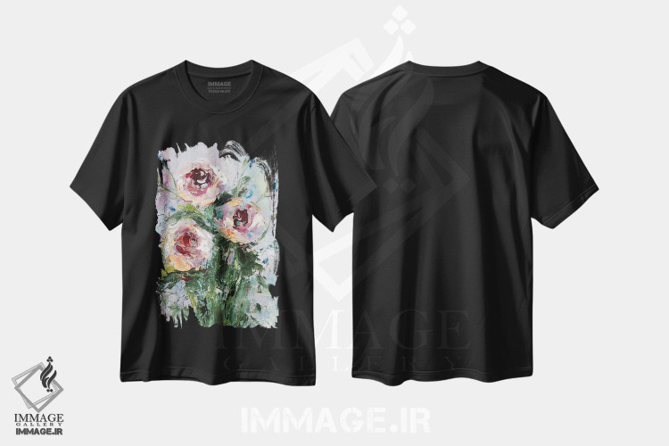 تیشرت طرح دار رزهای صورتی، دکور معاصر اثر الکساندرا جاگودا | فروشگاه ایماژ