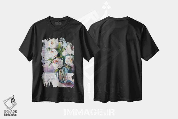 تیشرت طرح دار رزهای سفید، دکور معاصر اثر الکساندرا جاگودا | فروشگاه ایماژ