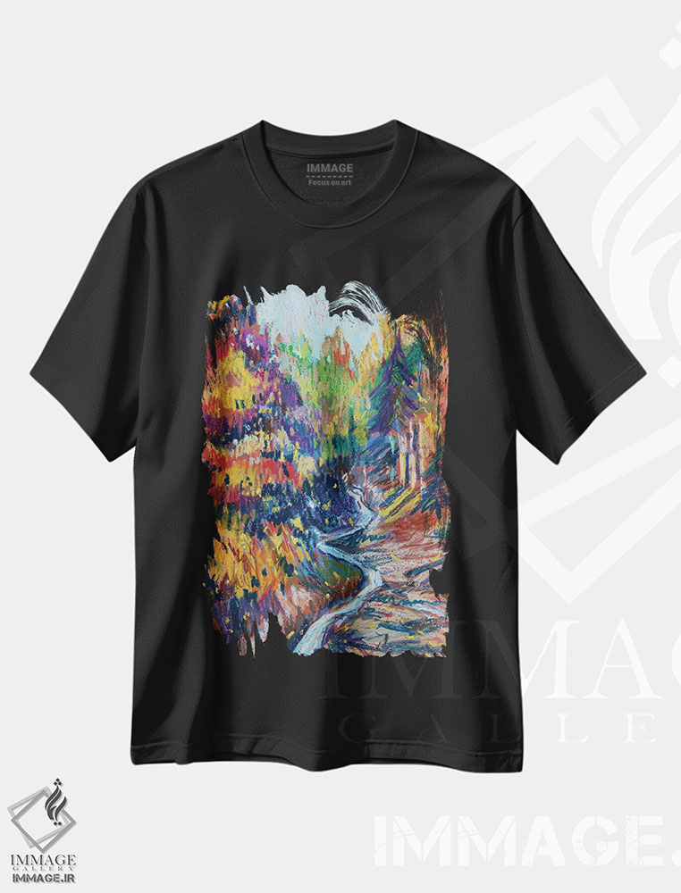 تیشرت طرح دار پاییز در جنگل، دکور معاصر اثر الکساندرا جاگودا | فروشگاه ایماژ