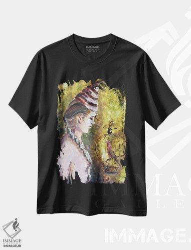 تیشرت طرح دار پرنده کوچک، دکور معاصر اثر الکساندرا جاگودا | فروشگاه ایماژ