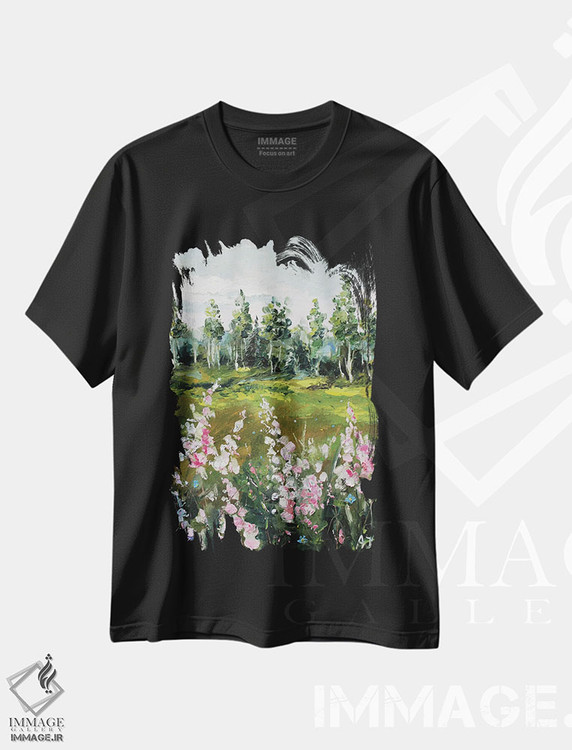 تیشرت طرح دار مزرعه گل ها، دکور معاصر اثر الکساندرا جاگودا | فروشگاه ایماژ