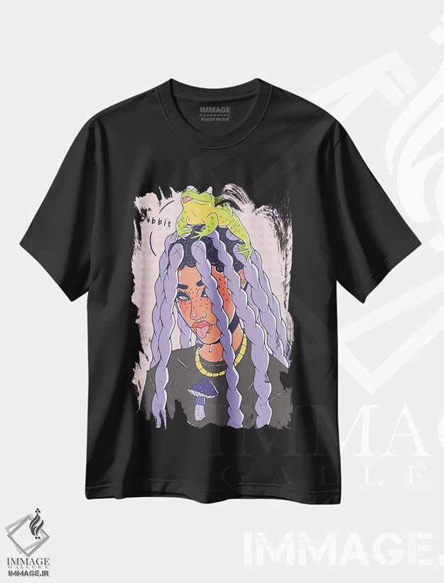 تیشرت طرح دار دختر قورباغه ای، هنر آمریکایی آفریقایی تبار اثر علیجاه وست | فروشگاه ایماژ