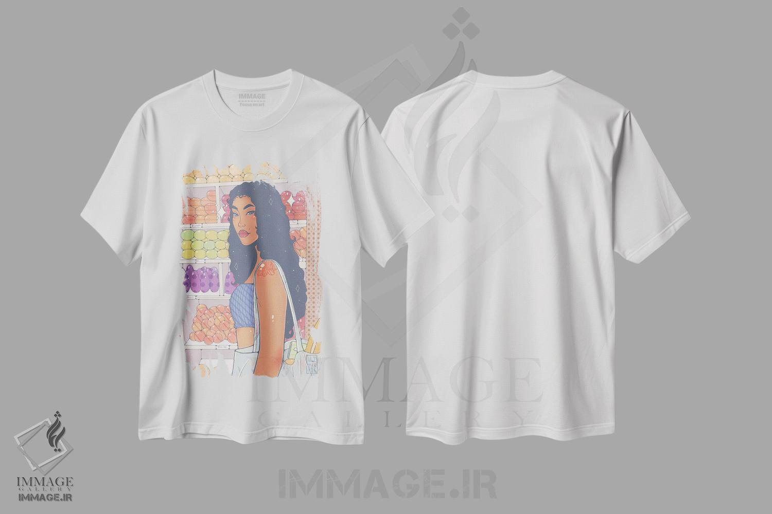 تیشرت طرح دار دختر بازار، هنر آمریکایی آفریقایی تبار اثر علیجاه وست | immage.ir