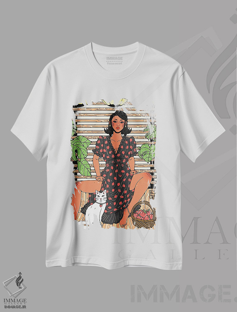 تیشرت طرح دار پیراهن توت فرنگی، هنر آمریکایی آفریقایی تبار اثر علیجاه وست | immage.ir