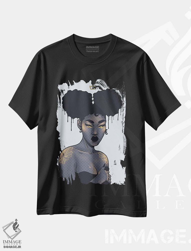 تیشرت طرح دار قدرت سیاه، هنر آمریکایی آفریقایی تبار اثر علیجاه وست | فروشگاه ایماژ