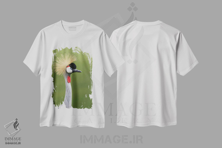 تیشرت طرح دار درنای تاجدار آفریقایی، عکاسی ماکرو اثر آدام جونز | immage.ir