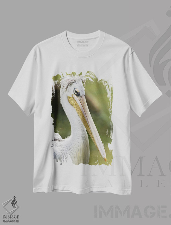 تیشرت طرح دار پلیکان پشت صورتی اثر آدام جونز | immage.ir