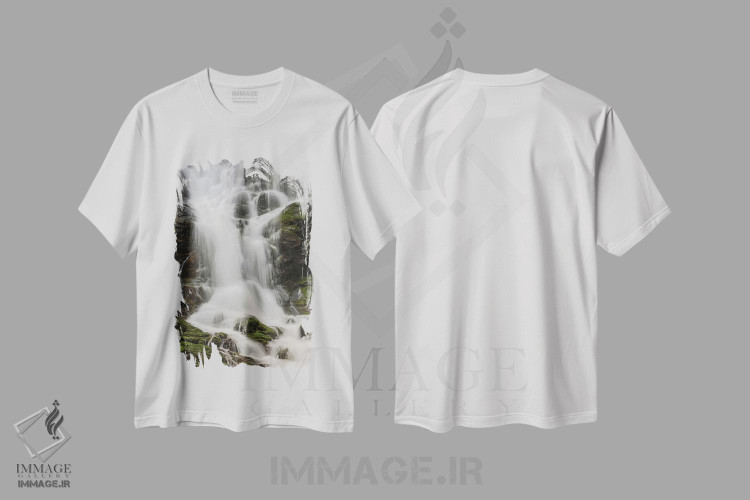تیشرت طرح دار بخشی از آبشار مینگو، پارک ملی کوه های اسموکی بزرگ، تنسی، مدیوم اثر آدام جونز | immage.ir