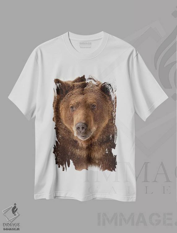 تیشرت طرح دار خرس گریزلی در زمستان، مونتانا، مدیوم اثر آدام جونز | immage.ir