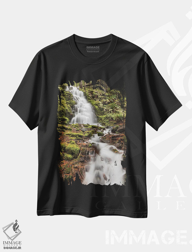 تیشرت طرح دار آبشار وایت برنچ، کوه های کسکیدز اورگن، مدیوم اثر آدام جونز | فروشگاه ایماژ