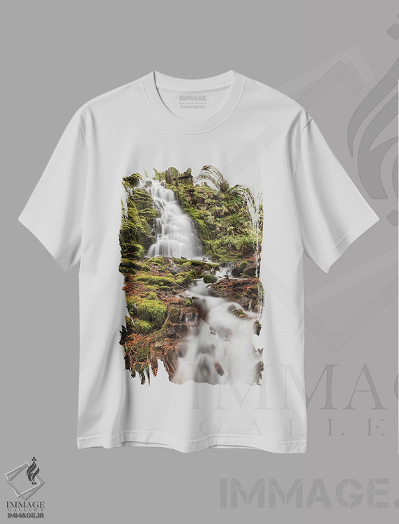 تیشرت طرح دار آبشار وایت برنچ، کوه های کسکیدز اورگن، مدیوم اثر آدام جونز | immage.ir
