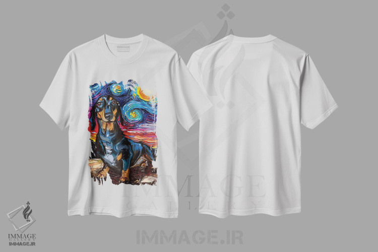 تیشرت طرح دار شب دوم داشهوند سیاه و قهوه ای، مدیوم اثر آجا تریر | immage.ir