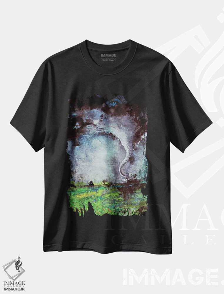 تیشرت طرح دار منظرهٔ طوفانی ۴، مدیوم اثر آجا تریر | فروشگاه ایماژ