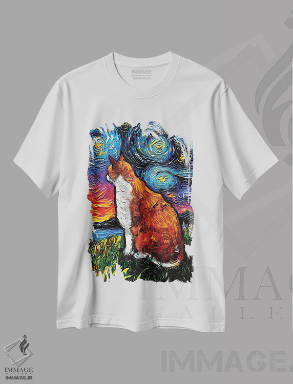 تیشرت طرح دار شب گربه راه راه نارنجی و سفید، دکور معاصر اثر آجا تریر | immage.ir