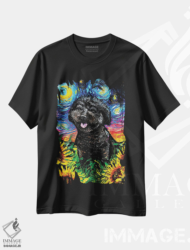 تیشرت طرح دار شب چهارم پودل سیاه، دکور معاصر اثر آجا تریر | فروشگاه ایماژ
