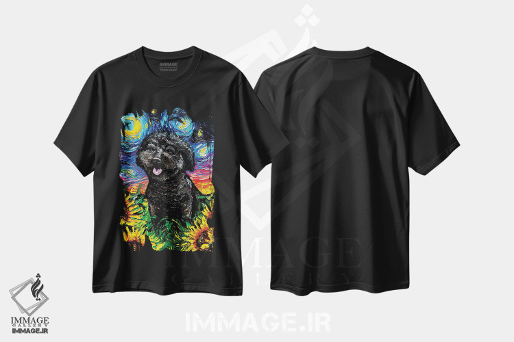 تیشرت طرح دار شب چهارم پودل سیاه، دکور معاصر اثر آجا تریر | فروشگاه ایماژ
