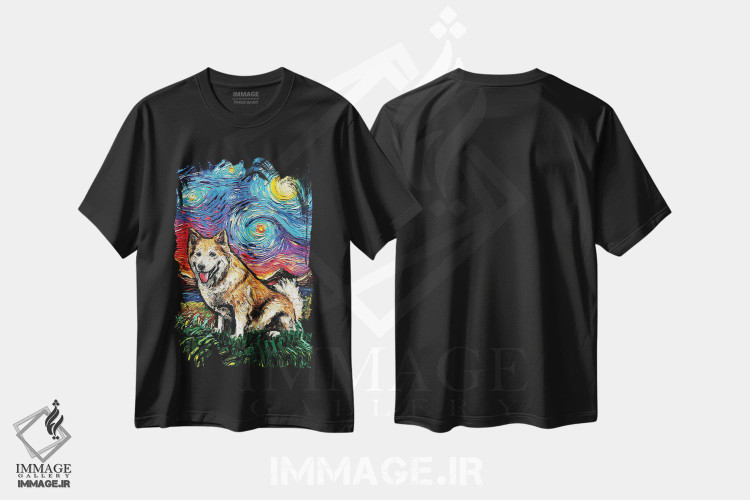 تیشرت طرح دار شب سگ گله ایسلندی اثر آجا تریر | فروشگاه ایماژ