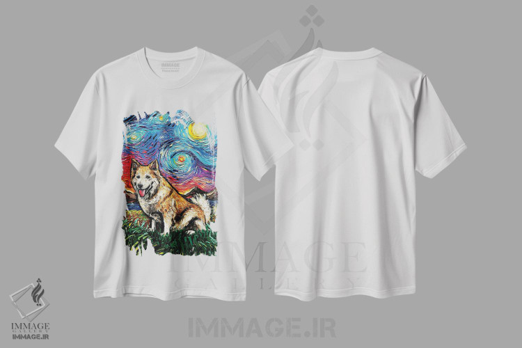 تیشرت طرح دار شب سگ گله ایسلندی اثر آجا تریر | immage.ir